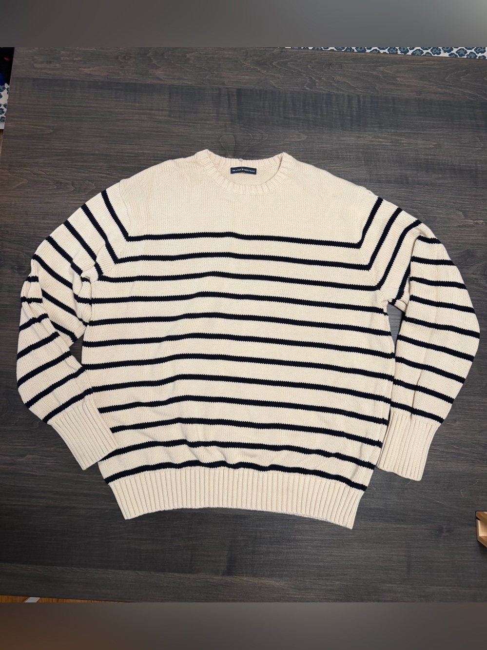 Brandy Melville Cream and Black Striped Crewneck Sweater - Picture 1 of 6